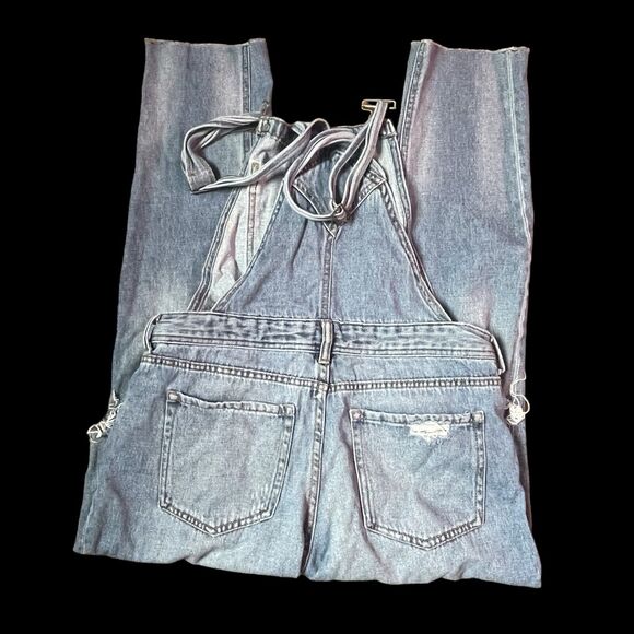 Aero Aeropostale Overalls Sz S Womens Distressed Busted Knee Tapered Raw Hem - Picture 3 of 7